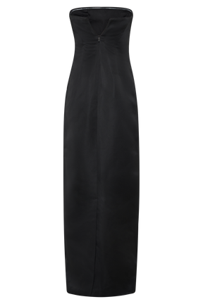 Cyrill Strapless Satin Structured Maxi Dress - Black