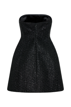 Gala Strapless Tweed Mini Dress - Black