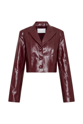 Oli Faux Leather Long Sleeve Top - Cherry Red
