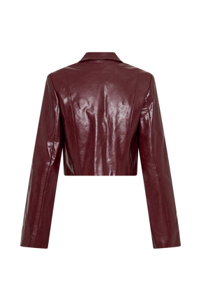 Oli Faux Leather Long Sleeve Top - Cherry Red