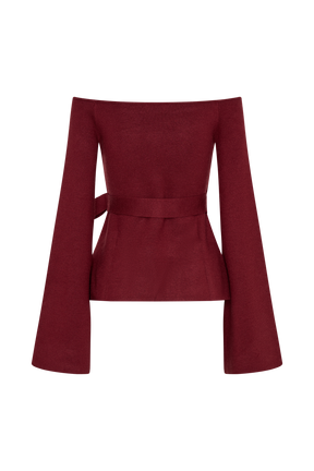 Kyle Off Shoulder Knit Top - Cherry Red