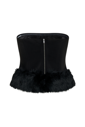 Jacklyn Strapless Faux Fur Top - Black