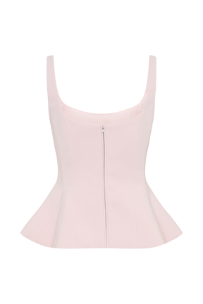 Korrie Suiting Peplum Top - Powder Pink