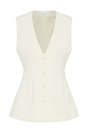 Katelyn Short Sleeve Suiting Top - Ivory