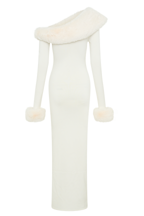 Karleigh Faux Fur Knit Maxi Dress - Ivory