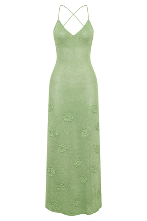 Suki Metallic Knit Maxi Dress - Pastel Green