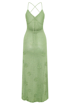 Suki Metallic Knit Maxi Dress - Pastel Green