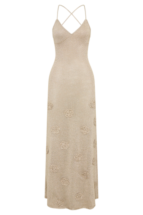 Suki Metallic Knit Maxi Dress - Gold