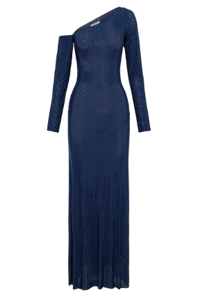 Marcia Diamante Long Sleeve Maxi Dress - Navy