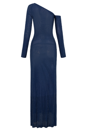 Marcia Diamante Long Sleeve Maxi Dress - Navy