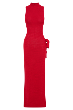 Stephanie Cut Out Knit Maxi Dress - Red