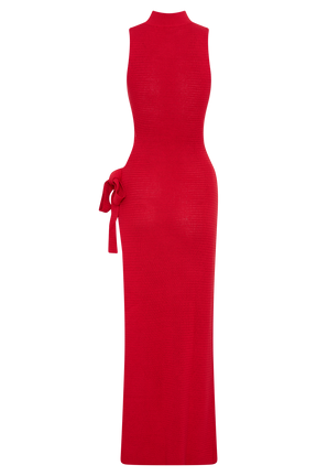 Stephanie Cut Out Knit Maxi Dress - Red