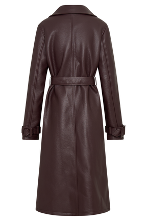 Tarah Faux Leather Trench Coat - Cacao Brown