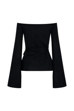 Kyle Off Shoulder Knit Top - Black