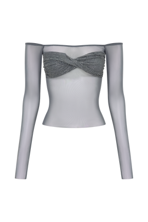 Garcelle Diamante Off Shoulder Top - Gunmetal