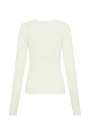 Noah Knit Tie Long Sleeve Top - Ivory