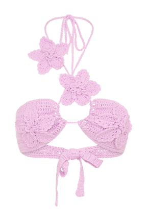 River Floral Crochet Bikini Top - Lilac