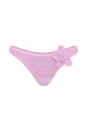Skye Floral Crochet Tie Up Bikini Bottom - Lilac