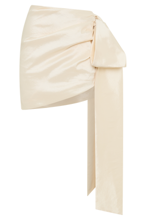 Becca Taffeta Mini Skirt With Tie - Ivory