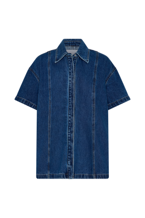 Maya Oversized Denim Shirt - Dark Blue