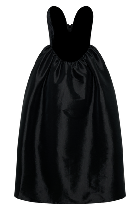 Flora Strapless Velvet Midi Dress - Black