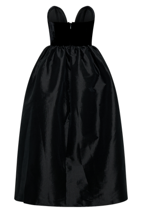 Flora Strapless Velvet Midi Dress - Black