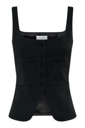 Sunny Suiting Peplum Top - Black