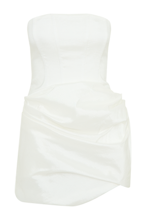 Sasha Taffeta Strapless Corset Mini Dress - White