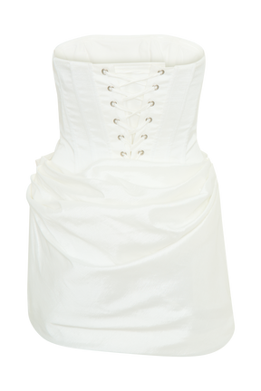 Sasha Taffeta Strapless Corset Mini Dress - White