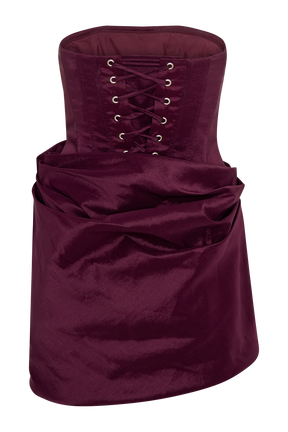 Sasha Taffeta Strapless Corset Mini Dress - Plum