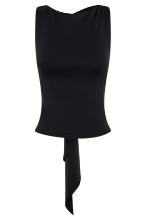 Catelyn Asymmetrical Scuba Jersey Top - Black