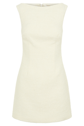 Angela Textured Boucle Mini Dress - Ivory