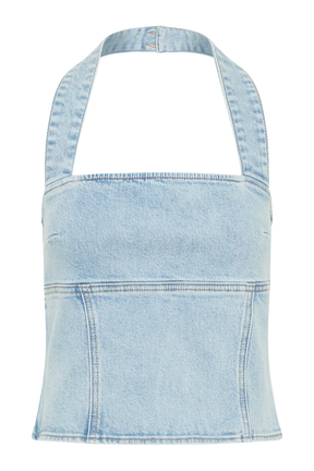 Dayna Denim Halter Top - Light Blue