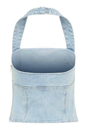 Dayna Denim Halter Top - Light Blue