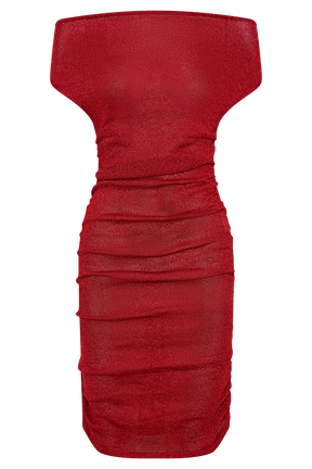 Pasha Off Shoulder Knit Mini Dress - Red