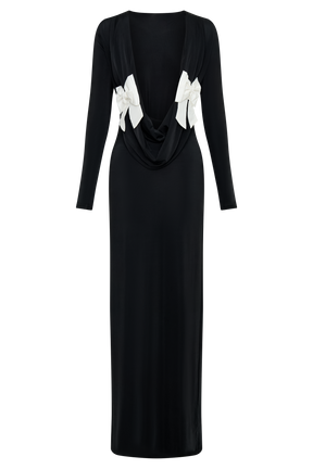 Bennett Slinky Long Sleeve Maxi Dress - Black/White