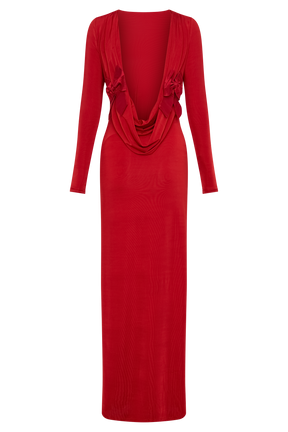 Bennett Slinky Long Sleeve Maxi Dress - Ruby