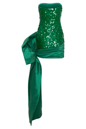 Franka Strapless Bow Mini Dress - Emerald