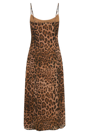 Leanne Chiffon Midi Dress - Leopard Print