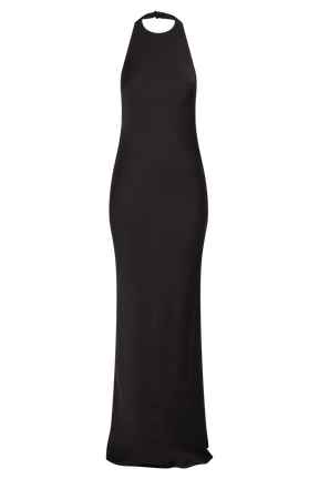 Rinna Satin Halter Maxi Dress - Black
