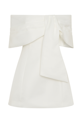 Gloria Mini Off Shoulder Drape Dress - White