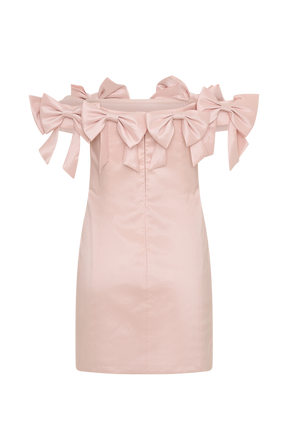 Rose Strapless Bow Mini Dress - Powder Pink