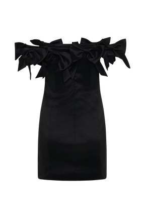 Rose Strapless Bow Mini Dress - Black