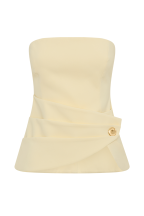 Faith Strapless Suiting Top - Lemon Cream