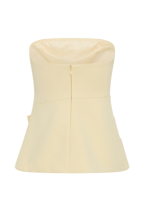 Faith Strapless Suiting Top - Lemon Cream