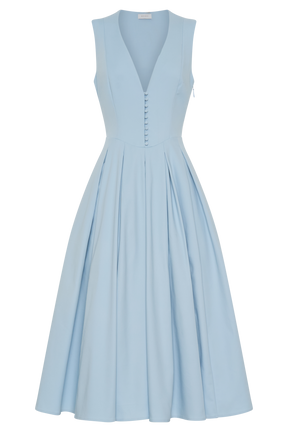 Keely Cotton Sleeveless Midi Dress - Sky Blue