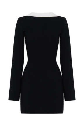 Wrenley Long Sleeve Knit Mini Dress - Black/White