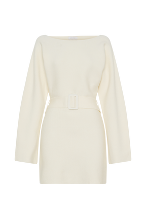 Kassie Belt Tie Knit Mini Dress - Ivory