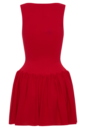 Ashleigh Knit And Chiffon Mini Dress - Red