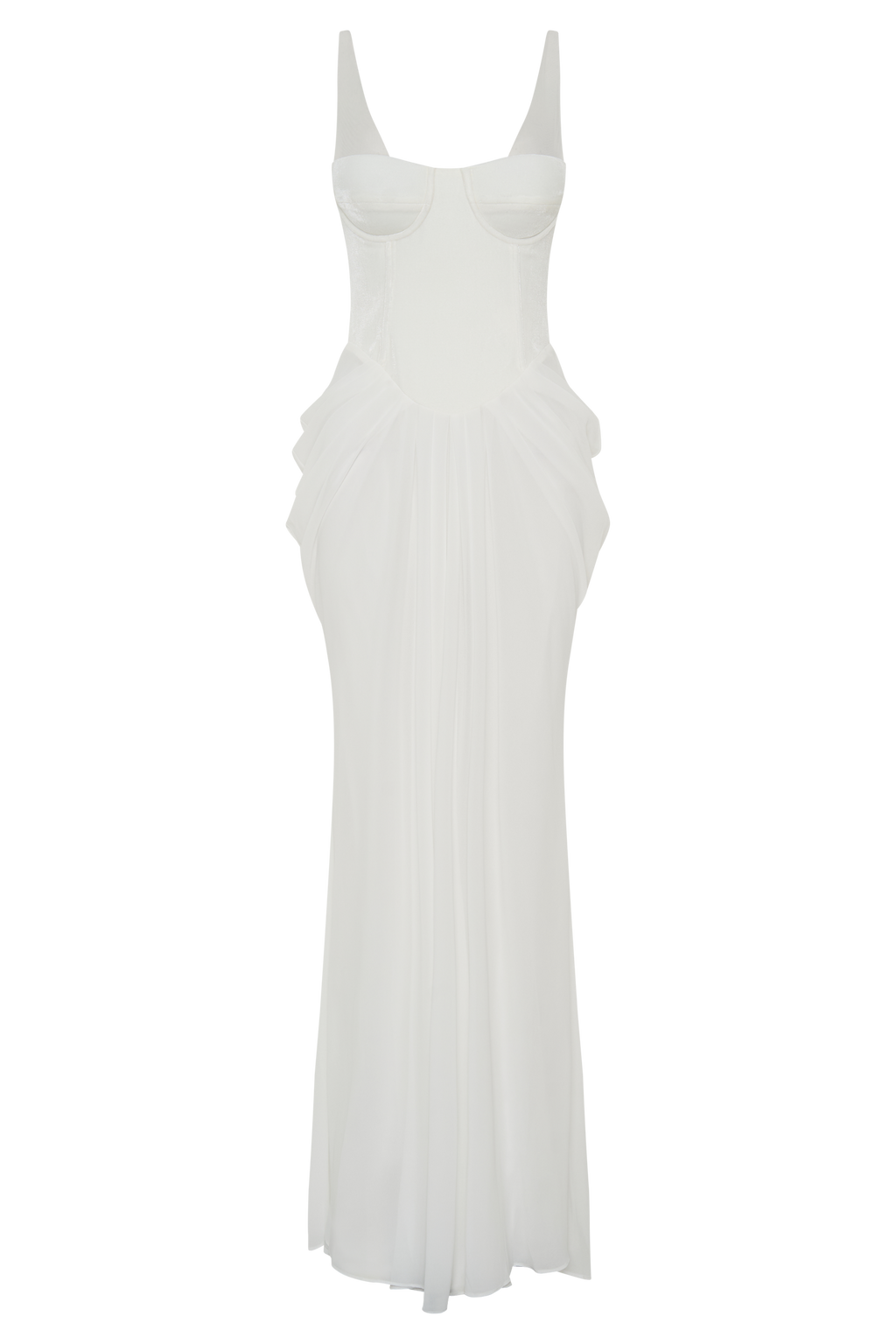 Roxanne Velvet Corset Maxi Dress - White